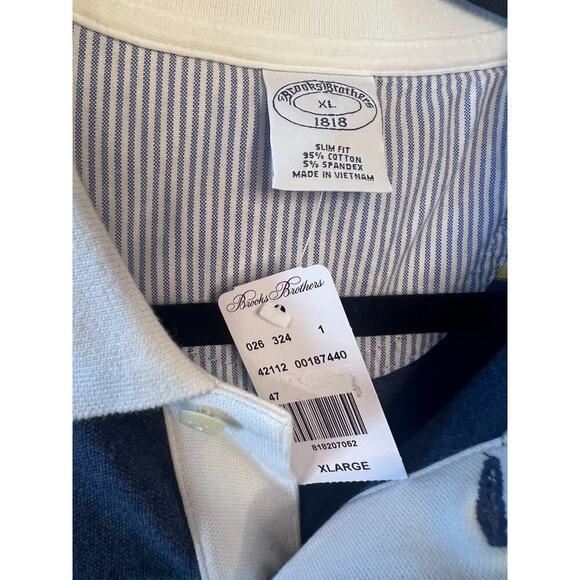 Brooks Brothers Men's Polo Top Size XL NWT Stripes Blue - Picture 4 of 5